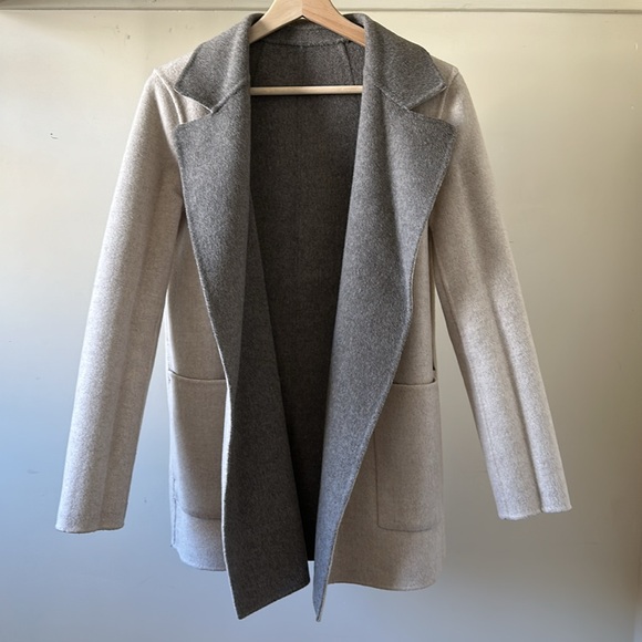 New Theory Sileena R Winsome open front spread collar reversible cashmere coat - Picture 9 of 16